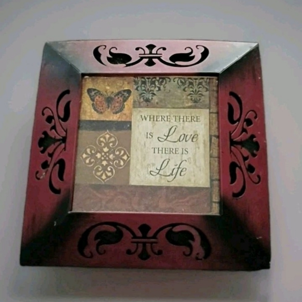 Decorative Love & Life Wall Plaque - Red Accent Home Accent